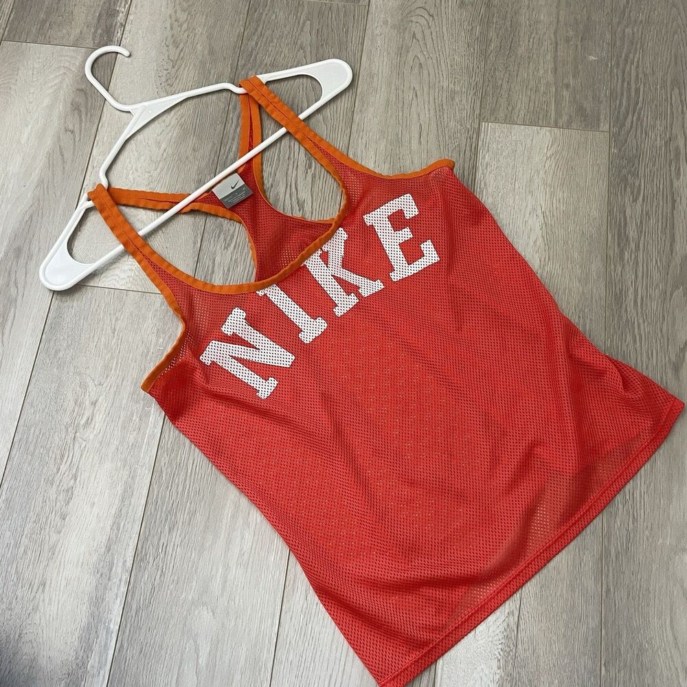 Vintage Nike Jersey Top y2k racerback sheer womens Orange (medium) sporty gym